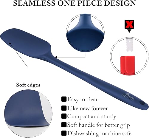 Miniatura 13 de HOTEC Juego de espátulas de goma de silicona resistentes al calor de 600 ℉, sin BPA, espátulas de cocina para cocina, hornear, mezclar para Verde