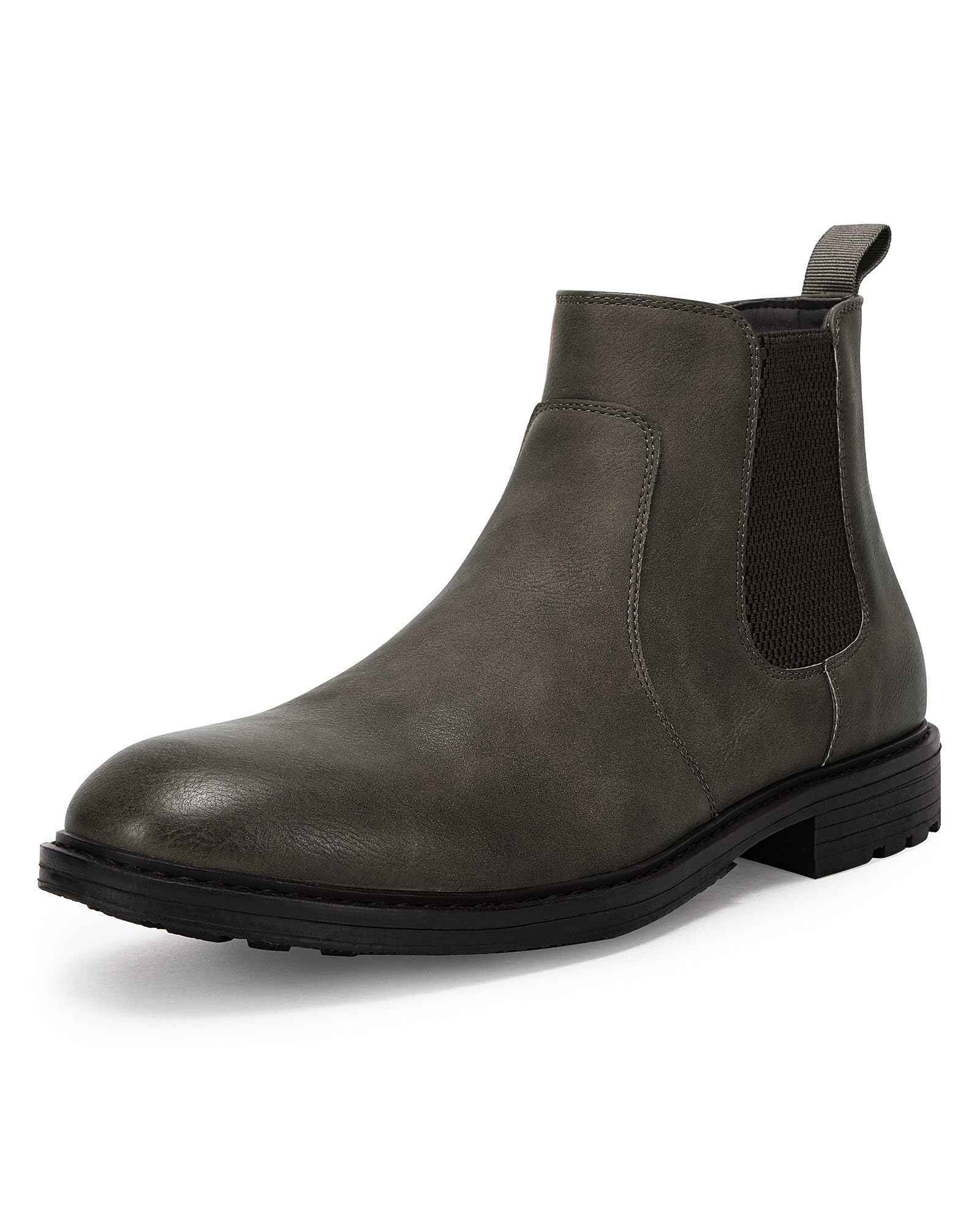 Men's Ankle Boots Chelsea Round Toe Slip on Waterproof Faux Leather Classic Dress Booties for Men