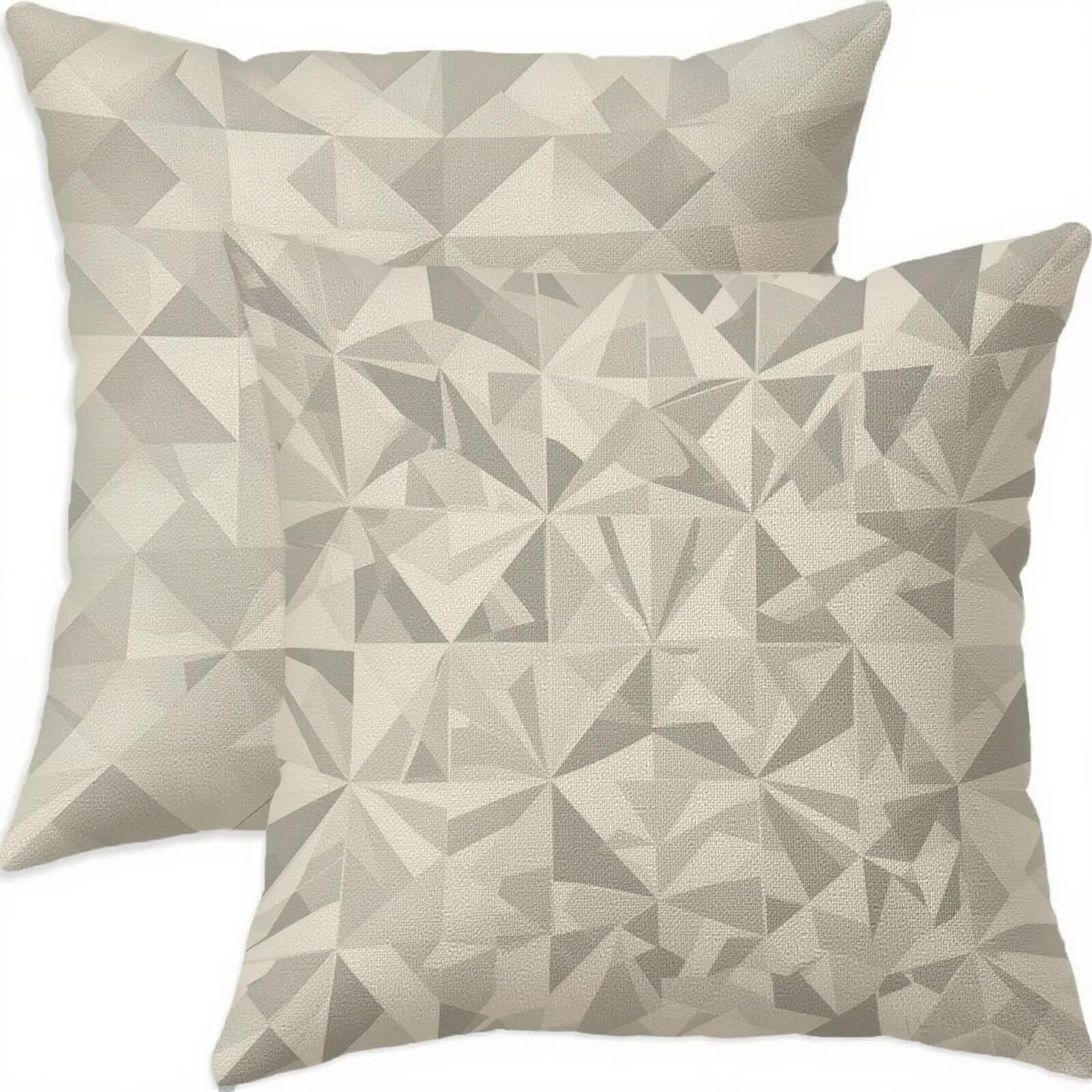 Housse de coussin pour canapé de salon motif géométrique gris lot de 2 lin imperméable