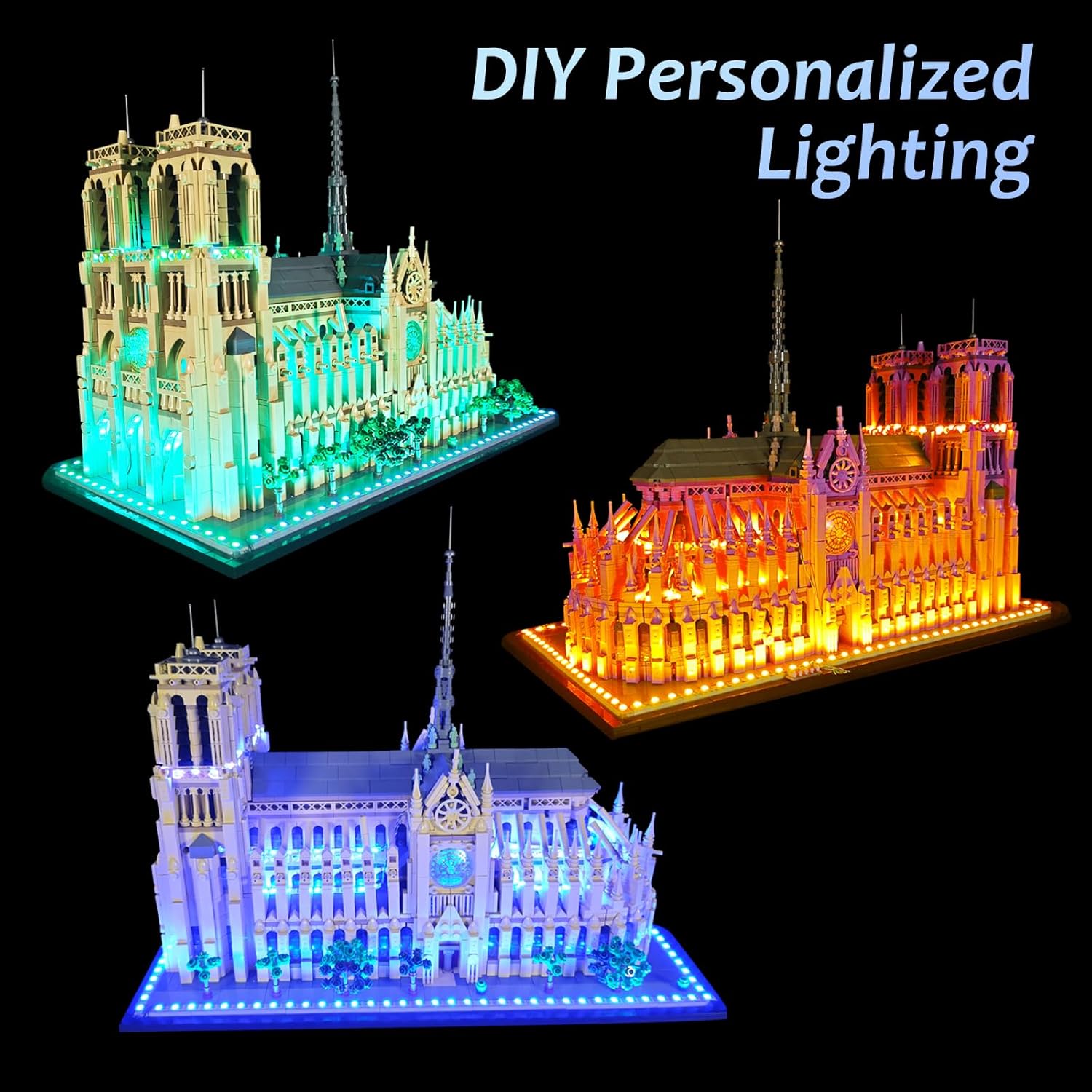 Color Changing LED Light kit Compatible with Lego 21061 Notre Dame, App and Remote Control (No Model Only Light)
