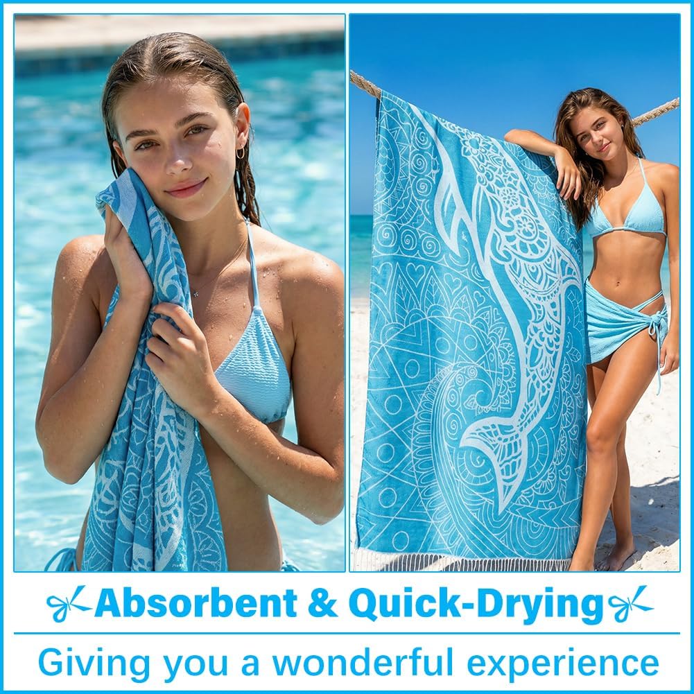 Vikumond Turkish Beach Towel,Extra Large 79x36 Inch,4-Pack,Lightweight image 5