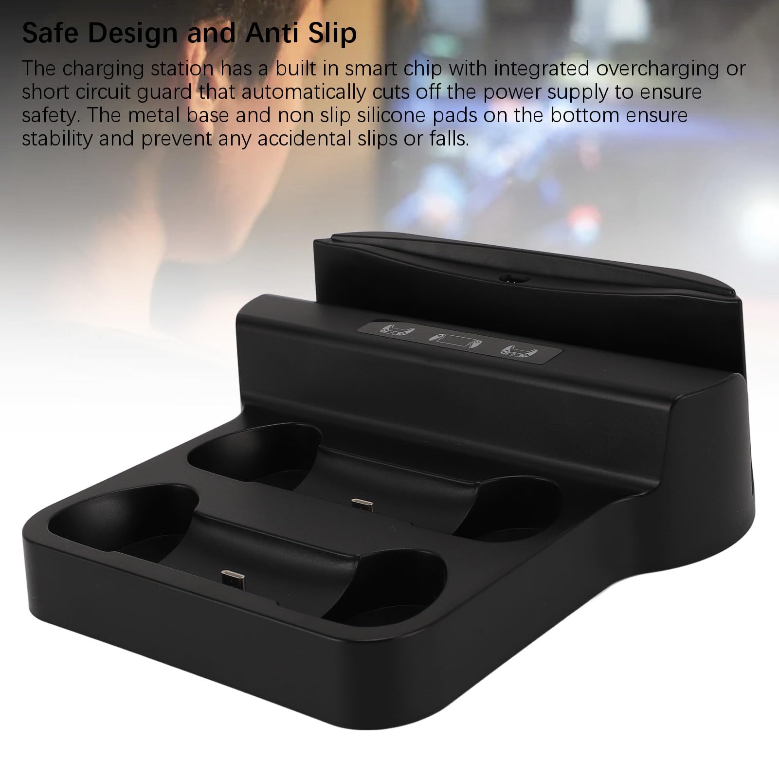 Dock di Ricarica per Portale PS PS 5, Supporto di Ricarica Doppio Controller 3 in 1 con Indicatore LED e Cavo USB C, Supporto per Caricabatterie Portale PS per Portale PS/PS 5