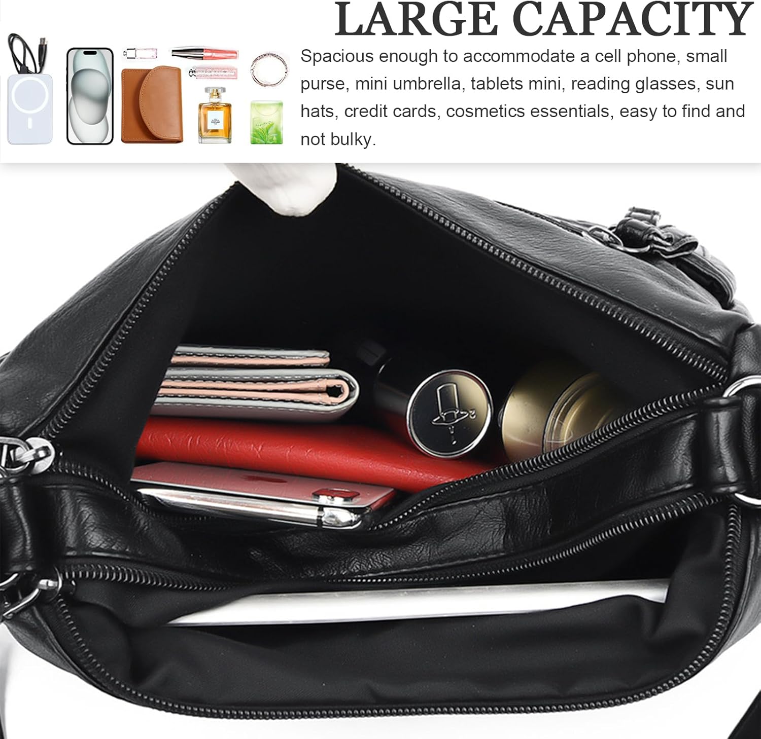 WITERY Crossboby Bag for Women - Soft PU Leather Multi-Pocket Shoulder Handbags Pocketbooks Medium Sized Bag Small Purses - Image 5