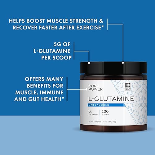 Miniatura 3 de Dr. Mercola Pure Power L-Glutamina - Sin sabor, 17.60 onzas, 100 porciones, sin OMG, sin gluten, sin soja, certificado NSF Sport