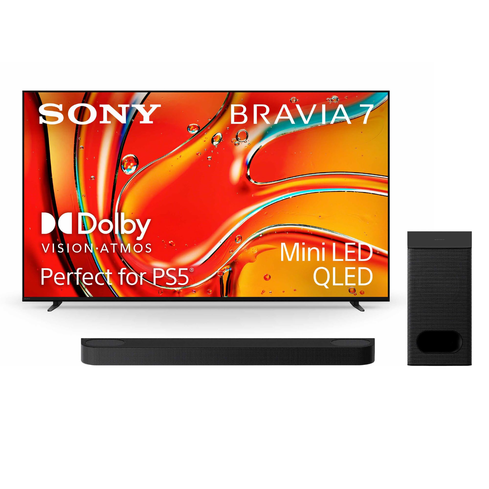 Sony 75" Mini LED 4K BRAVIA 7 Smart TV (K-75XR70) &amp; BRAVIA Theater Bar 6 3.1.2ch Sound Bar with Wireless Subwoofer Bundle