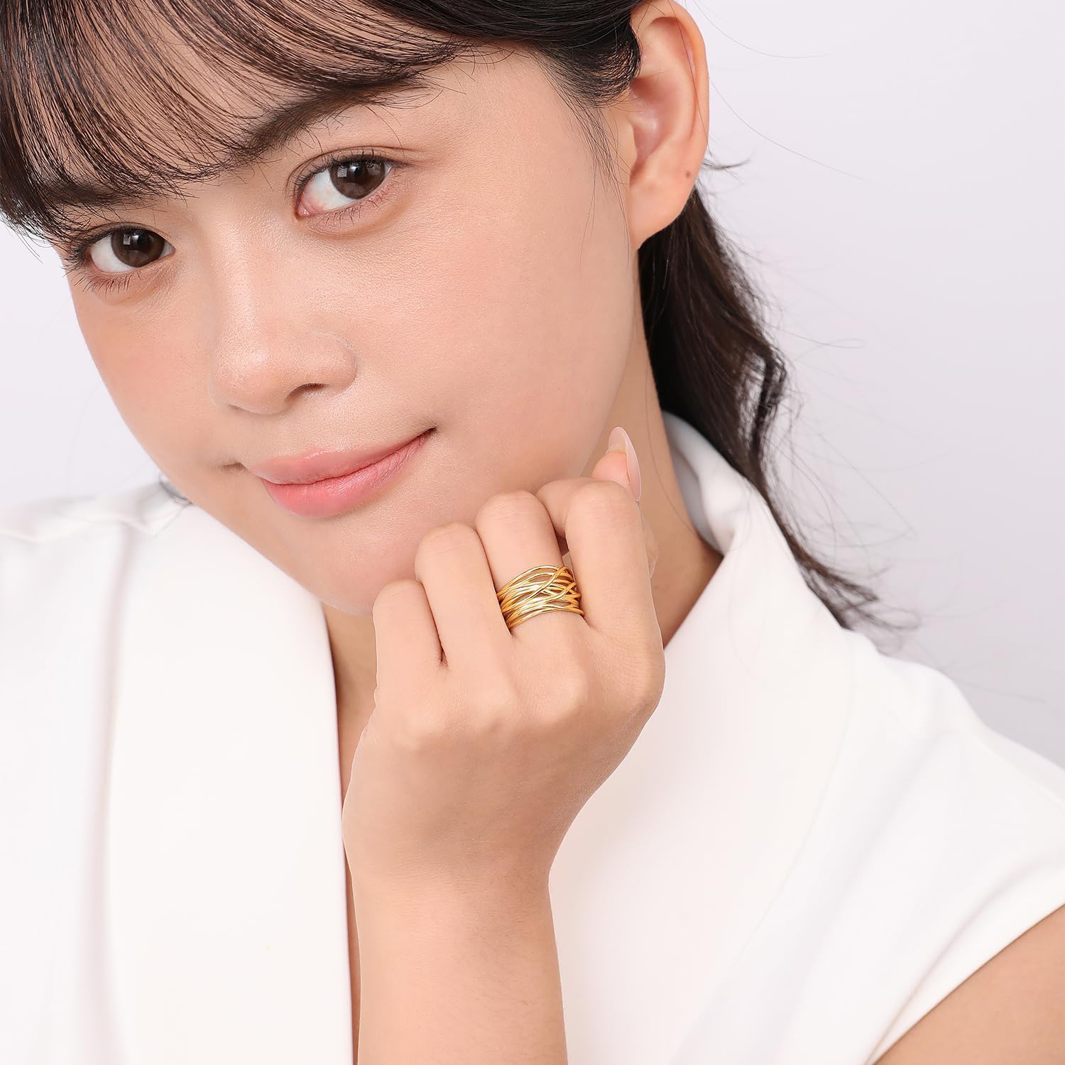 Meissa Anillos para Mujeres Anillos de Pulgar de Oro Banda Gruesa Martillada Anillos Apilables de Banda Ancha Joyería de Moda para Dedo Índice