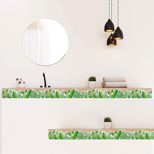 Miniatura 7 de Tablón de anuncios bohemio troquelado con borde verde, borde de selva, para aula, decoración de pared, hojas tropicales, hojas tropicales,