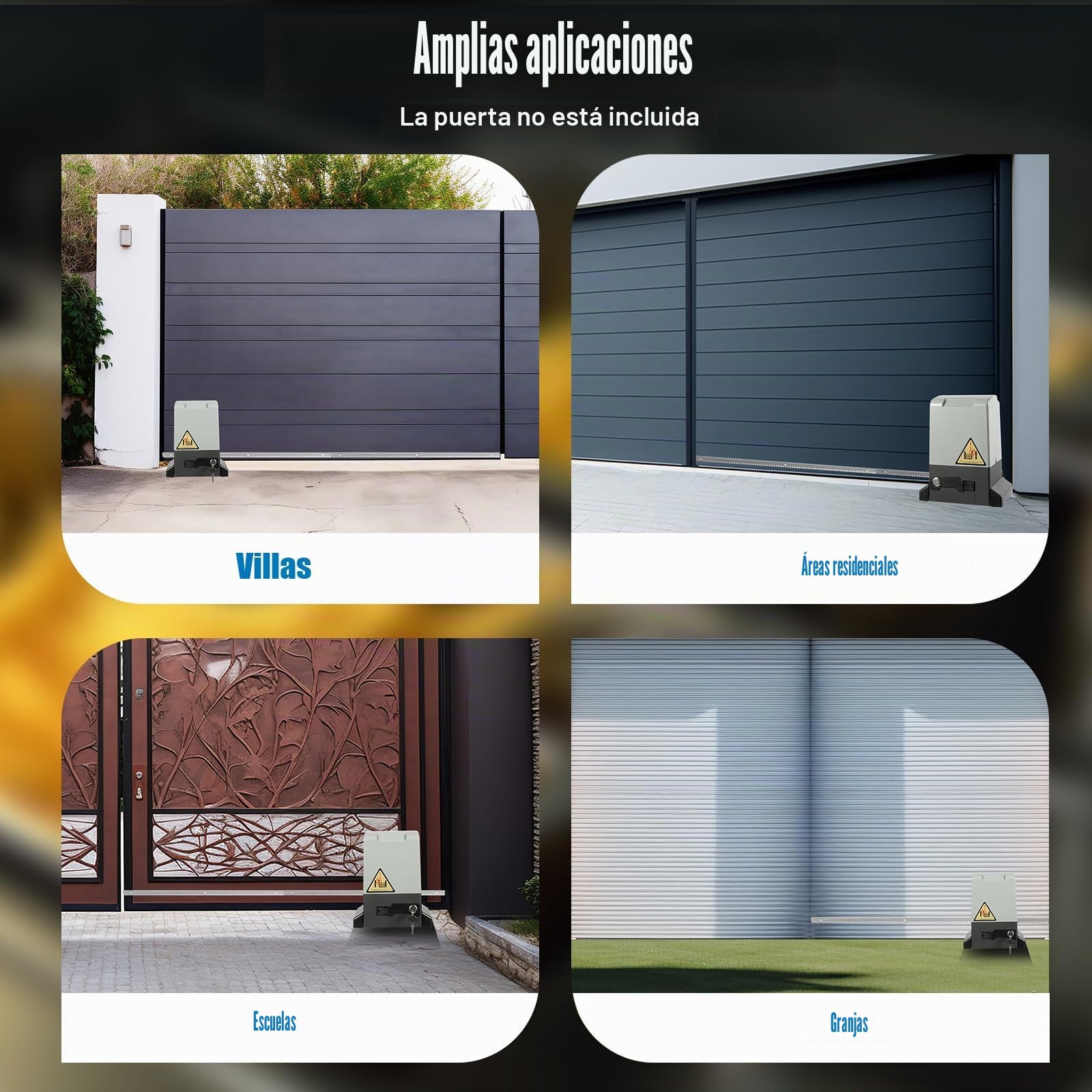 Motorización de Puerta Corrediza, 1200KG 240V AC Motor de Puerta Corrediza Eléctrico Automático, Sensores Infrarrojos 2 Mandos a Distancia, Adecuado para Puertas de Acero Inoxidable, Hierro, Madera