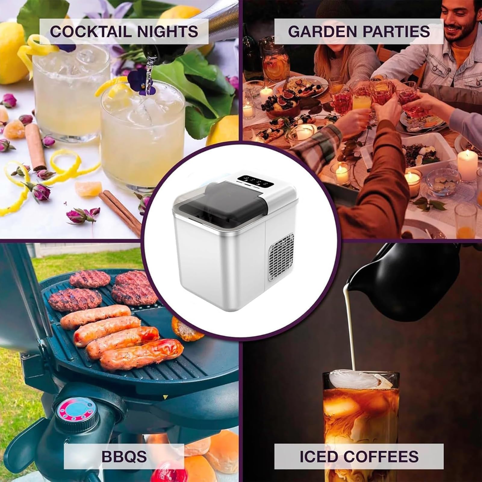 Portable Ice Cube Maker,Countertop Ice Maker,1.3L Self-Cleaning Electric Ice Dispenser with Ice Scoop & Ice Basket Ice Maker Machine with LED Display,for Home Office Bar Restaurant