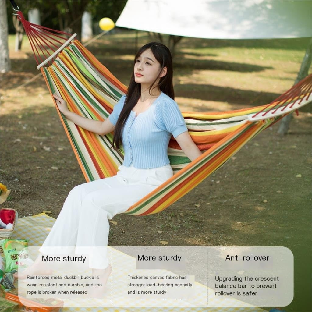 Hammock Double Hammock Outdoor Camping Anti-Rollover Swing Thick Canvas Hanging Tree Sleeping Leisure Beach Hammock Hammock Outdoor(Giallo)