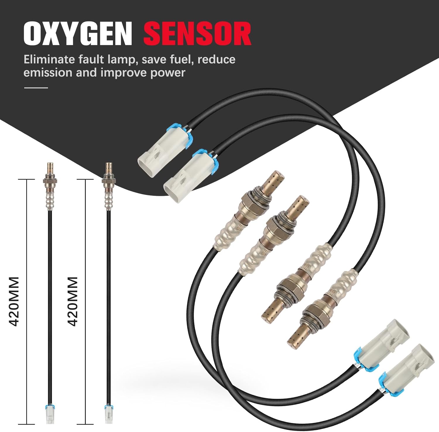 O2 Oxygen Sensor Compatible for Chevy, for GMC, for Cadillac, for Isuzu & for Honda - Avalanche, Blazer, Silverado, Suburban 1500, Tahoe, Rodeo, Upstream and Downstream, Replace# 12558850