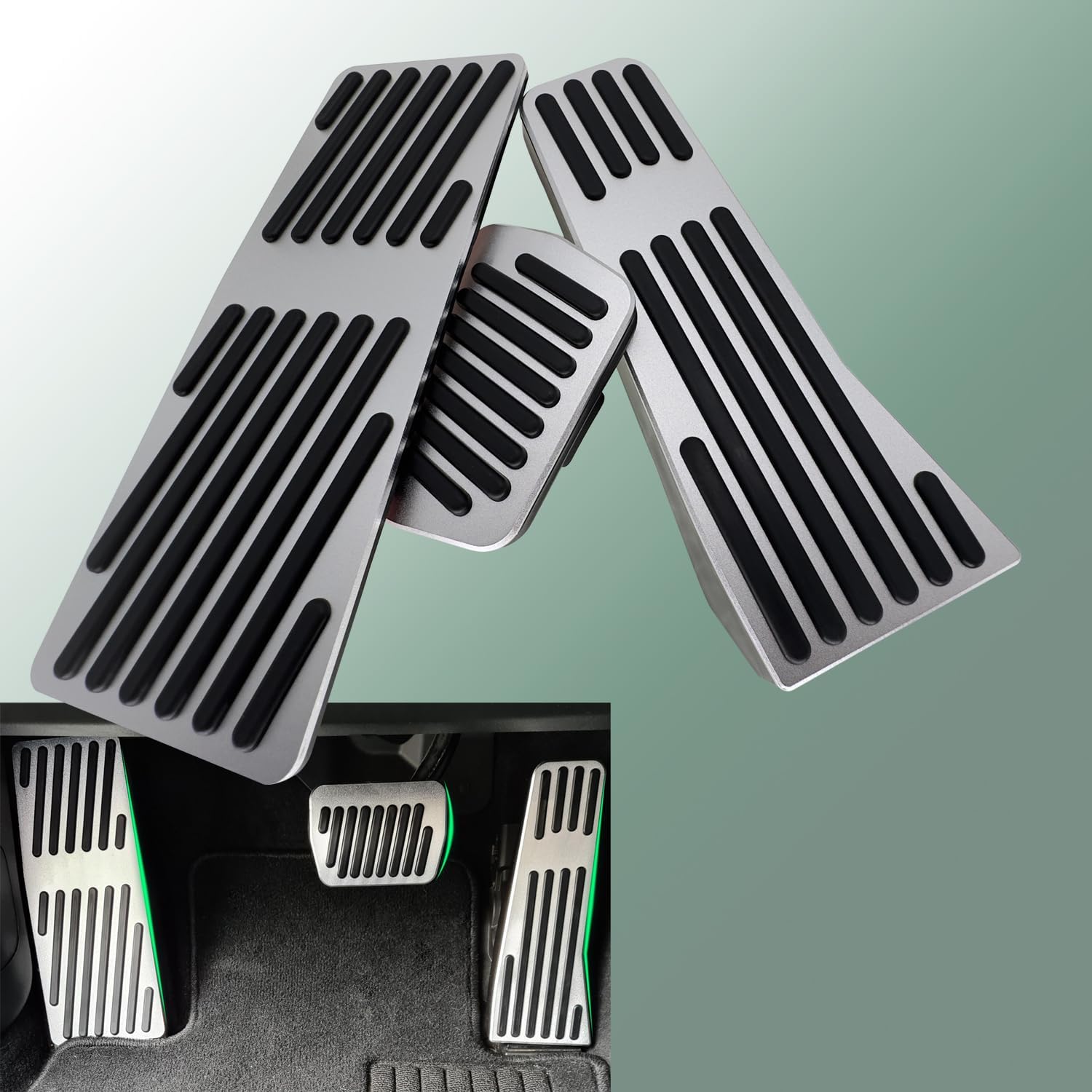 Brake Foot Rest Pedal Cover Gas Accelerator Pedal Cover Compatible with Mazda 3 Mazda CX30 CX50 CX60 CX90 (Silver)