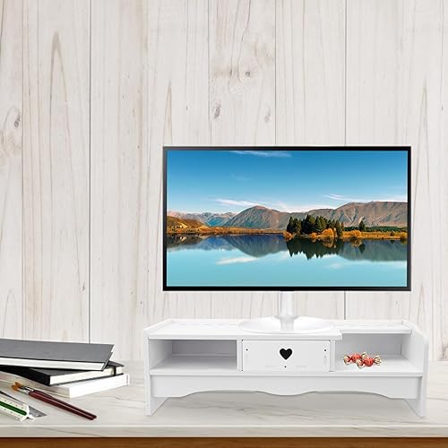 Miniatura 8 de Style Computer Monitor Riser with Storage Drawer Compact Elevated Stand for Office Desk Space-saving Tablet Shelf and CPU Tower Holder with