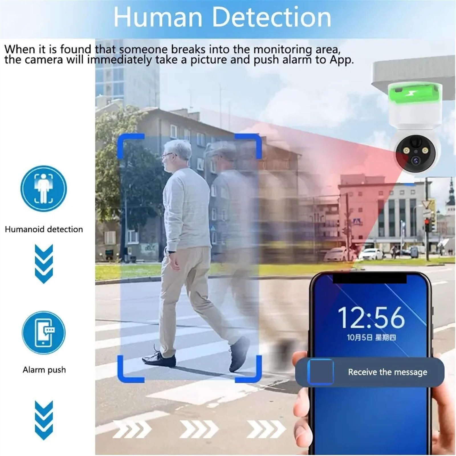 Caméra de sécurité, 5MP Batterie intégrée Mini caméra à Domicile sans Fil PTZ HD de Suivi Automatique sécurité Surveillance vidéo(5MP NO SD Card)