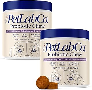 Probiotics for Dogs, Support Gut Health, Occasional Diarrhea, Digestive Health & Seasonal Allergies - Pork Flavor - 30 Soft Chews - Packaging May Vary (Value 2-Pack)