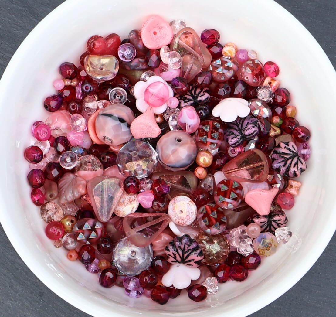 Czech Glass Beads – Whisper Pink Color Palette, 50g for Jewelry Making | Professional Beading Supplies