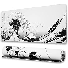 Ovenbird Diki li Kenarl  B y k Oyun Fare Altl , Japon Dalga Anime Masa Mat , Kaymaz Tabanl  Geni letilmi  XL Mousepad Klavye ve Fare i in D k lmeye Dayan kl  Masa Pedi, 80 x 30 cm, Beyaz