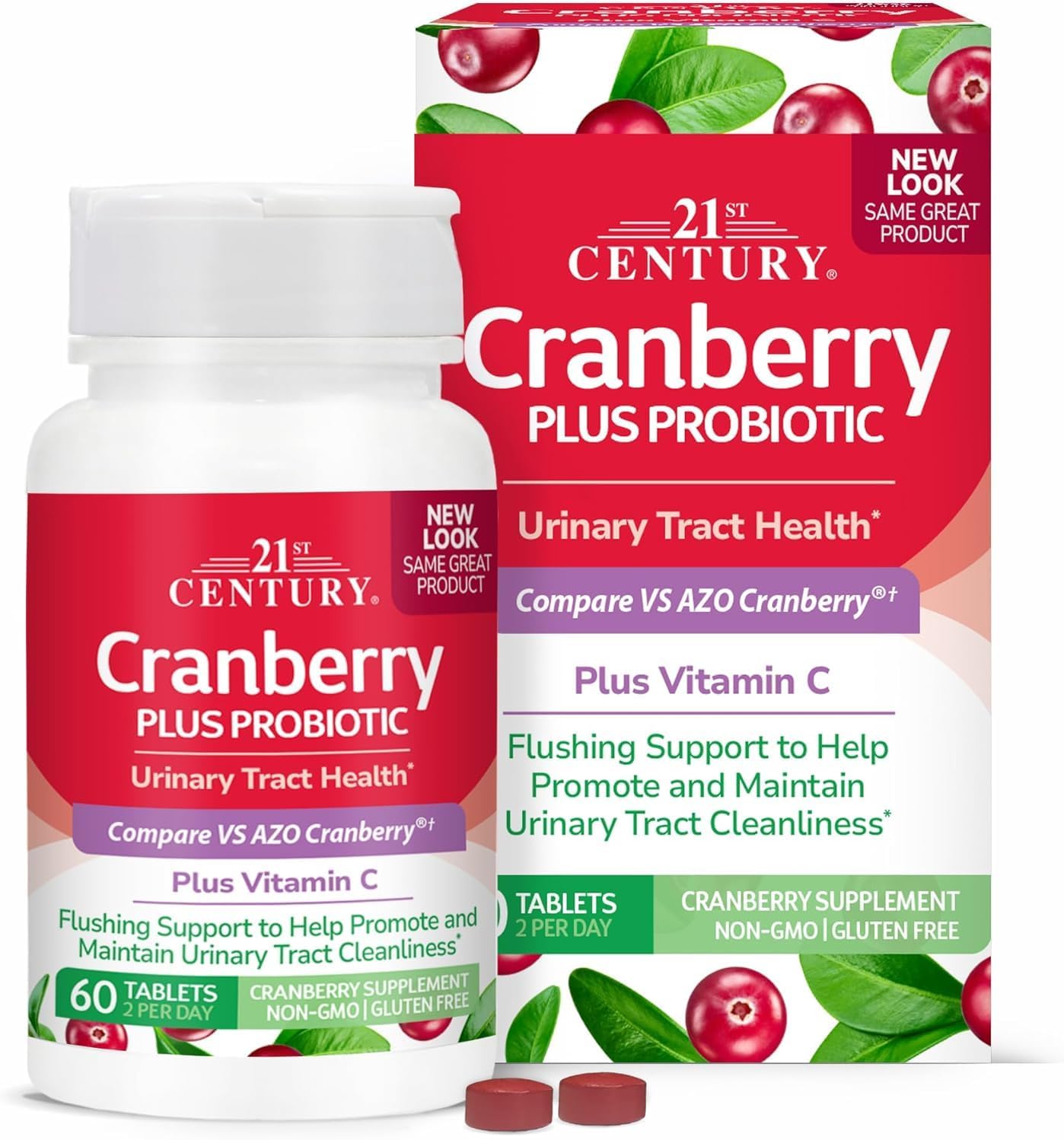 21st Century Cranberry Plus Probiotic - 60 Tablets, Pack of 2