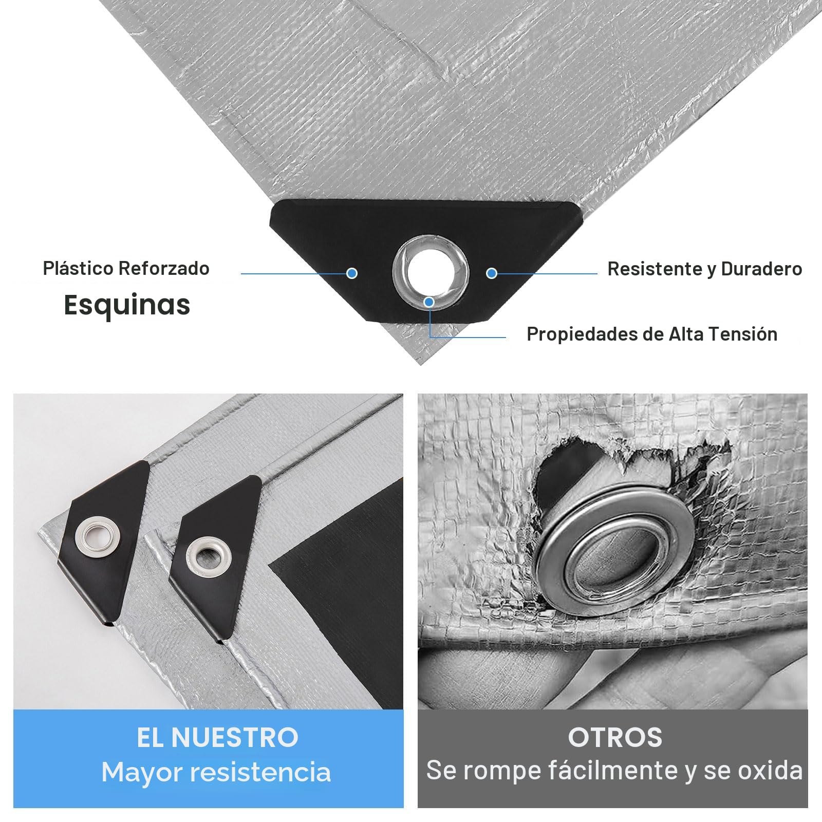 Lona impermeable y resistente, 180 g/m², resistente al agua, para exteriores, resistente a las heladas, protección UV, lona de plástico PE para jardín, cenador, camping, muebles, cobertizos, 4 m x 6 m