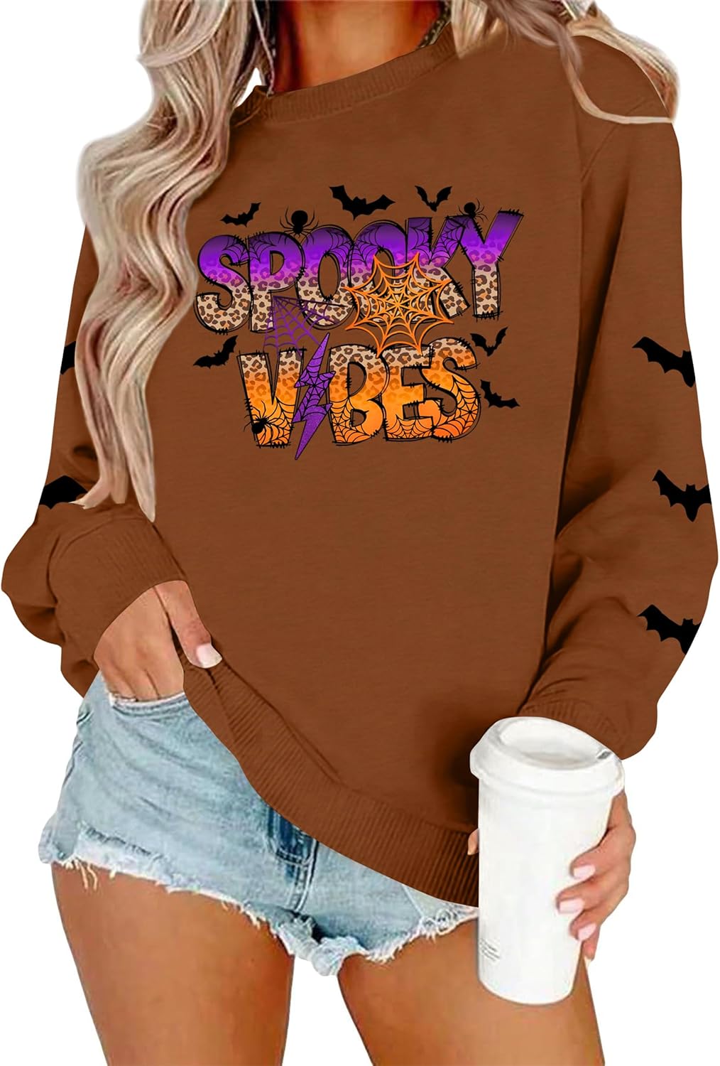 Halloween Sweatshirts Women Spooky Season Shirt Funny Ghost Graphic Halloween Shirts Long Sleeve Pullover Tops - Image 5