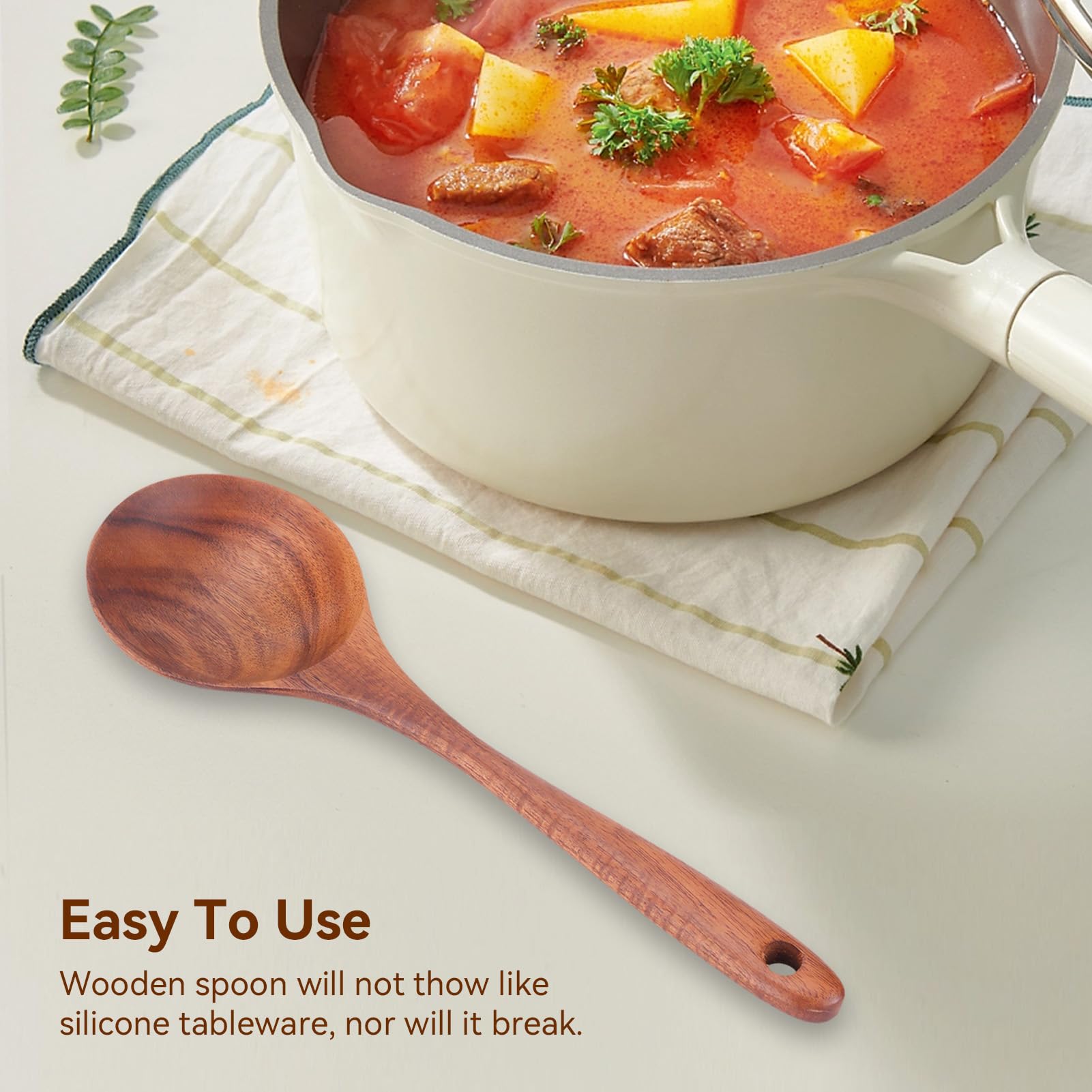 Mestolo da Zuppa,Mestolo in Legno per Salsa,Utensili Cucina Legno,Cucchiaio per Mescolare Il Teak Cucchiaio da Cucina in Legno Cucchiaio da Portata Cucchiaio Mestolo da minestra con manico lungo Casa