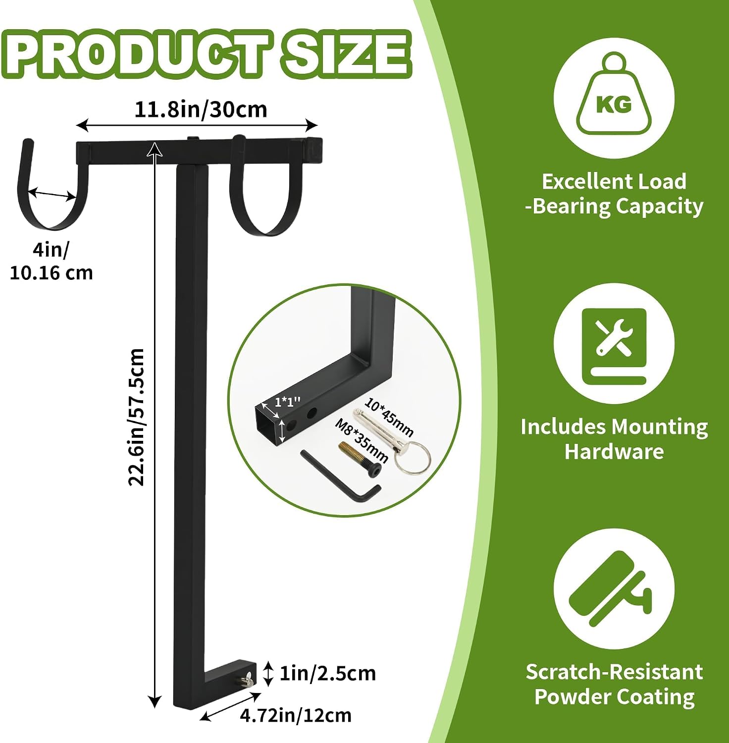 Universal Walker Holder for Mobility Scooters, Fit for Pride Mobility & Golden Technologies, Works with Scooters & Power Chairs with 1" x 1" Hitch Receiver, Lightweight and Sturdy, Black