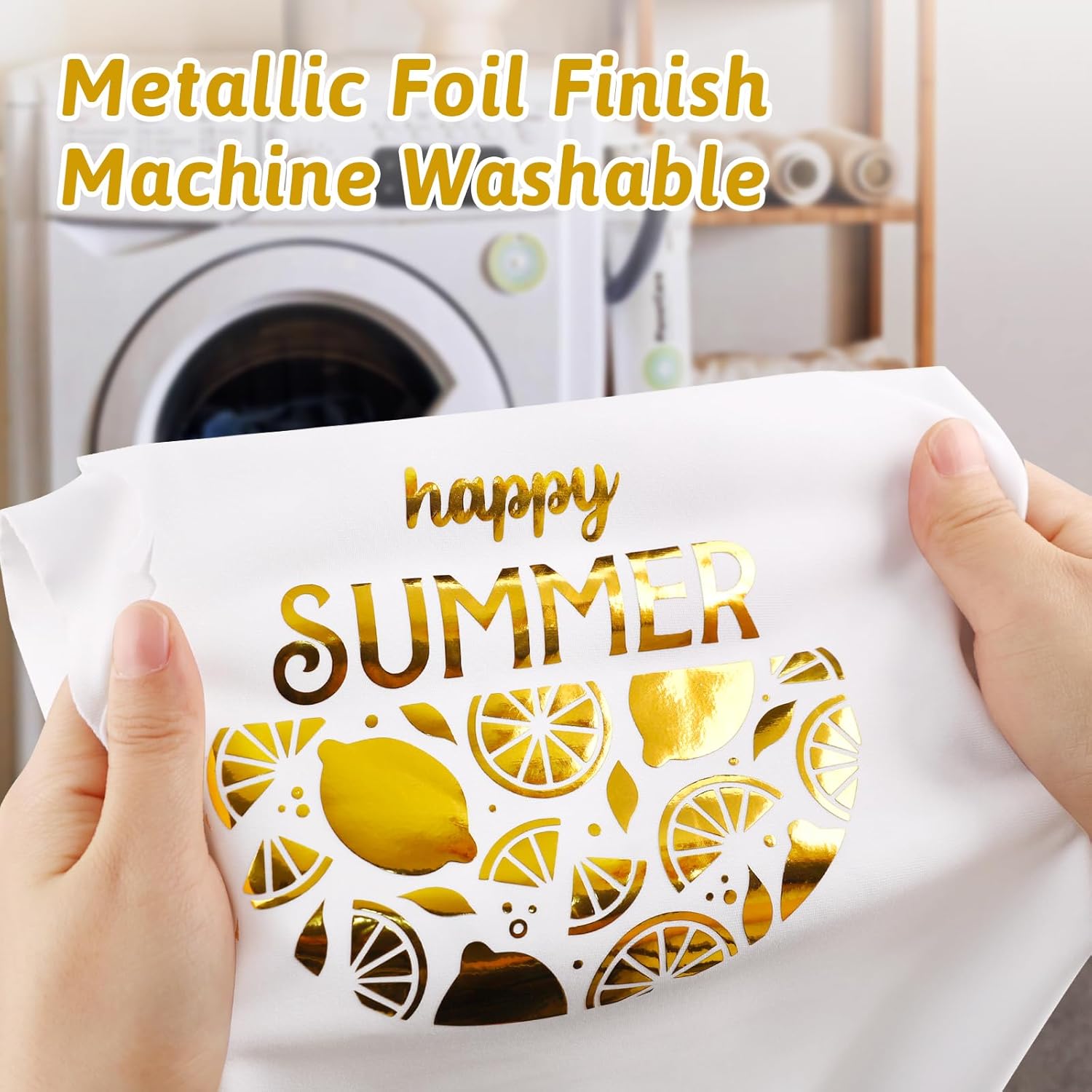 Gatichetta Heat Transfer Vinyl Roll, Metallic Foil Gold Iron On Vinyl 12" X 25ft Chrome HTV Vinyl for Garments