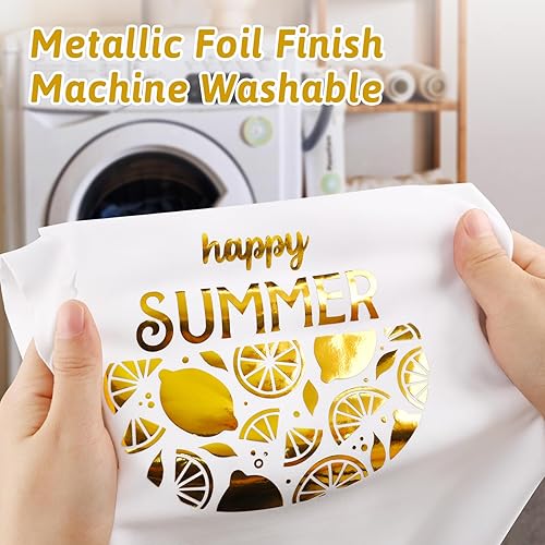 Miniatura 4 de Gatichetta Rollo de vinilo de transferencia de calor, vinilo metálico para planchar de 12 pulgadas x 15 pies, vinilo dorado cromado HTV para prendas