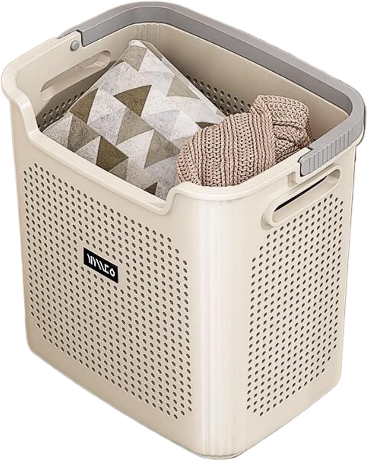 奶白色脏衣服收纳筐家用卫生间浴室洗衣篮子洗澡放衣服篓收纳桶子 KCookware Accessories - 1786