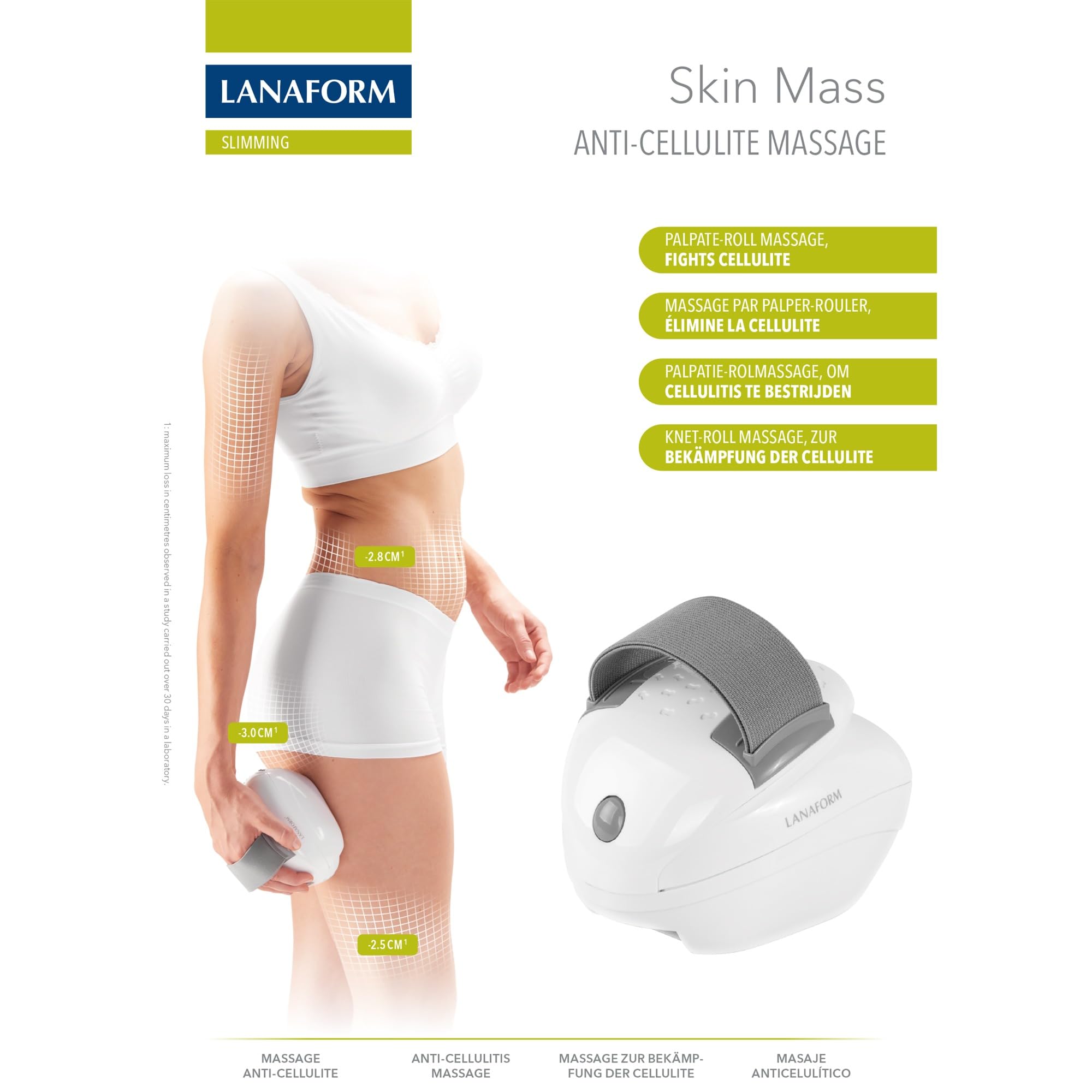 Skin Mass Grey - Masajeador Anticelulítico Corporal Vacío - Dispositivo Reafirmante Piel Tonificante - Tratamiento Piel De Naranja Eficaz - Rodillos Vibración Drenante Circulación - Intensidad