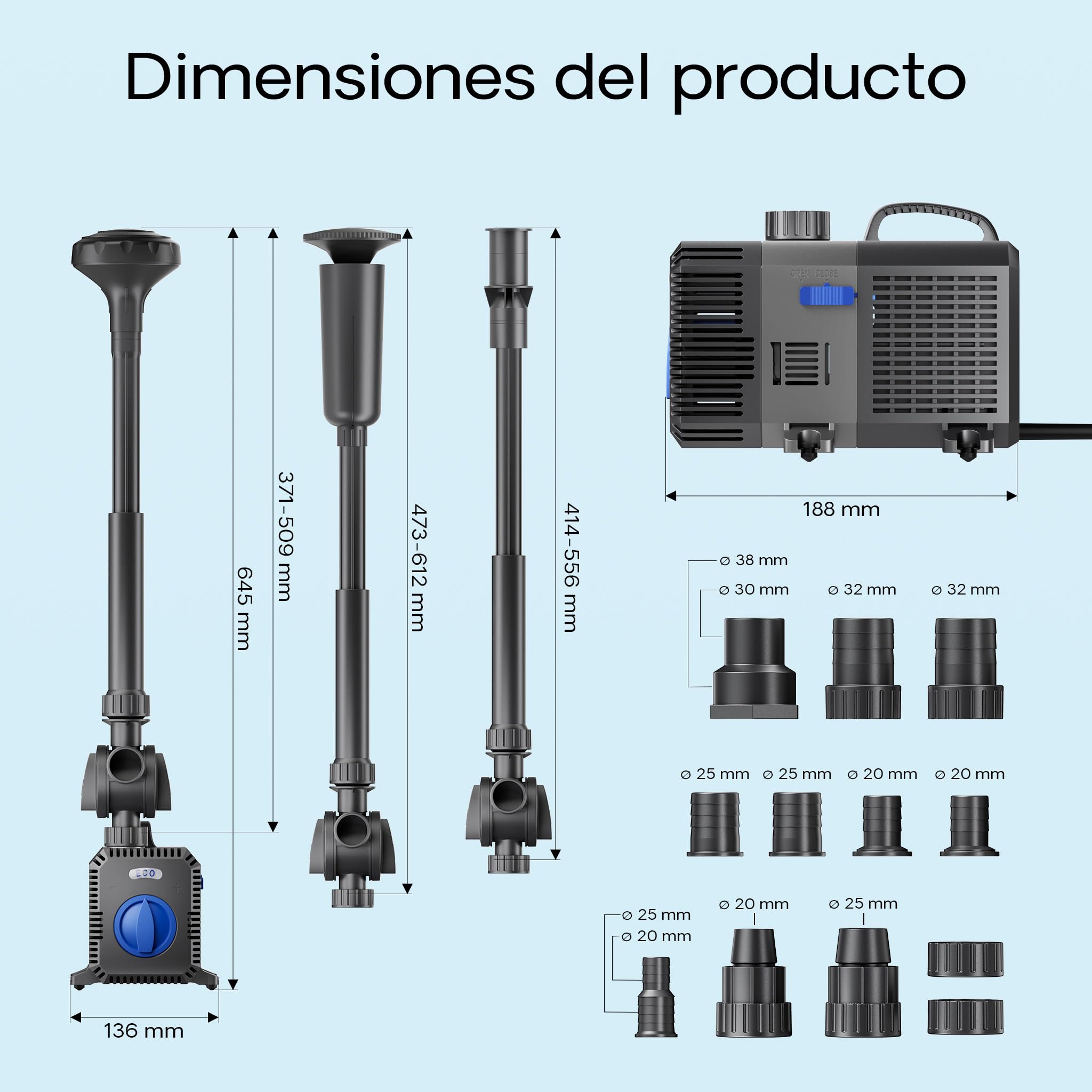 SunSun 5000l/h 30W SuperECO Bomba Fuente ajustable Filtro CTP-5003