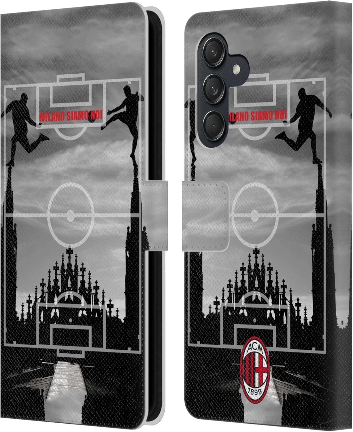 Head Case Designs Officially Licensed AC Milan Milano Siamo NOI 3 Adults Leather Wallet Case Compatible with Samsung Galaxy M55 5G