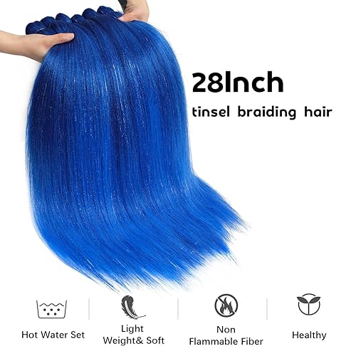 Miniatura 4 de AGO Cabello trenzado preestirado de 28 pulgadas, mezcla de oropel para trenzar con agua caliente, Yaki lacio sintético (28 pulgadas (paquete de 6),