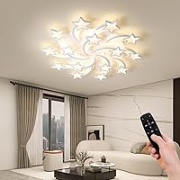 Vista 15 de JAYMP Lámpara de techo en forma de flor de 39.4 pulgadas, regulable, moderna, con control remoto, lámpara de iluminación LED para sala de estar, 5