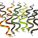 Kicko 12 Pack of 14 Inch Assorted Rubber Toy Snake - Soft Flexible Realistic Fake Floating Plastic Snakes - Colorful Bulk Small Sizes Set for Reptile School Collection, Birthday Party, Halloween Props