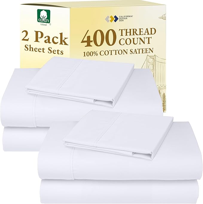 California Design Den 2-Pack Twin Cotton Sheets Sets - Thumbnail 2