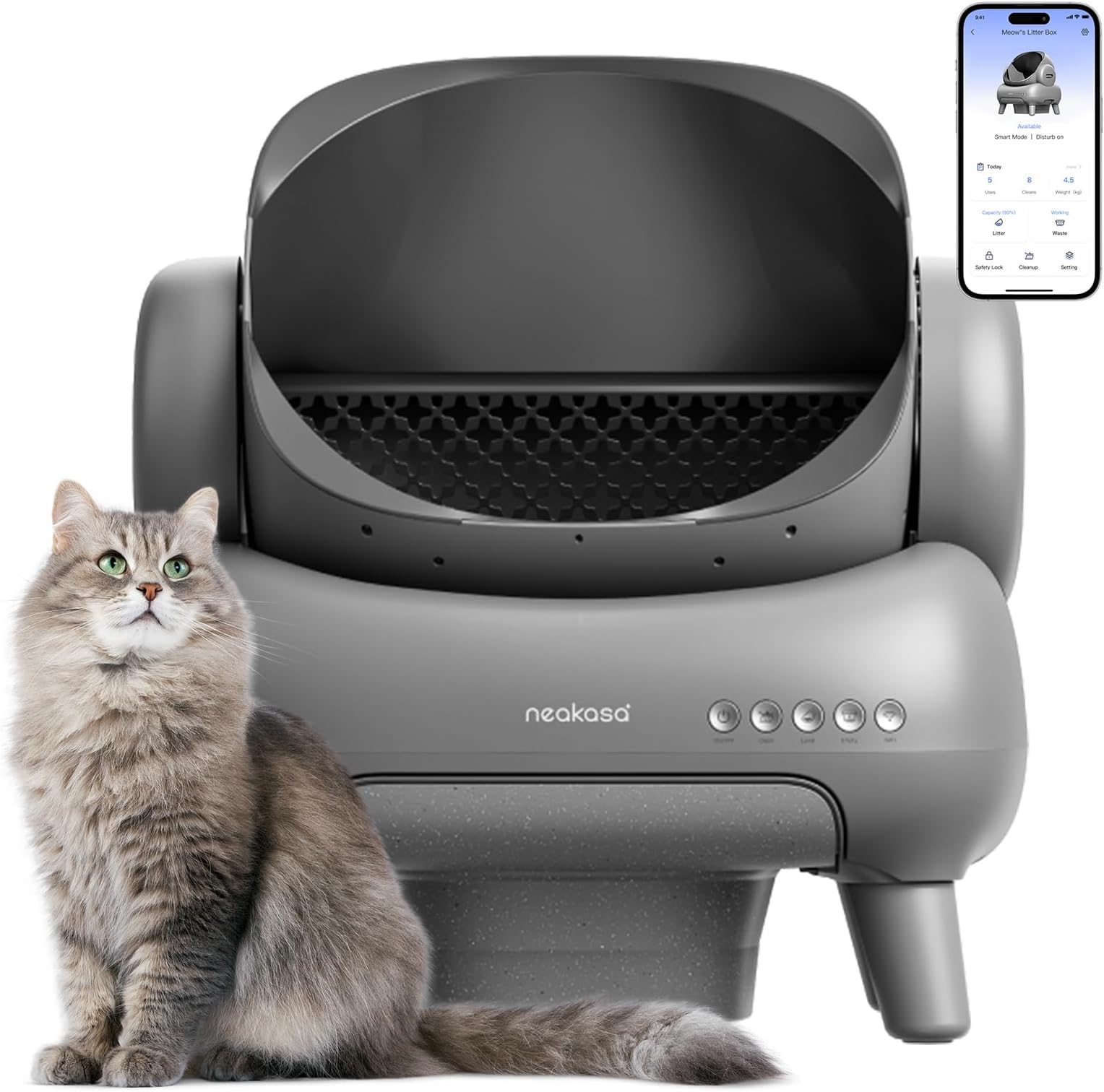 M1 Open-Top Self Cleaning Cat Litter Box, Automatic Cat Litter Box with APP Control, Odor-Free Waste Disposal includes Trash Bags