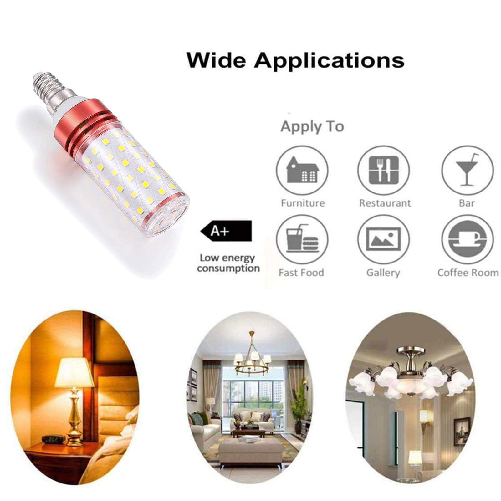 CONFEZIONE 4 Lampadine LED a mais 12 W, lampada alogena equivalente a 120 W E14/E27 Lampadine LED a tre colori con bocca a vite, 360 gradi; Angolo del fascio, E14