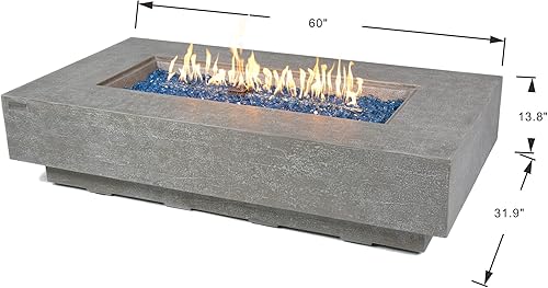 Miniatura 10 de AMS Chimenea  Elementi  Mesa grande de gas para patio exterior  Cubierta y rocas de lava incluidas  Linterna de mesa de bioetanol gratis