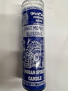 Fast Money Blessing Indina Spirit (Rapida Bendicion de Dinero) Unscented Blue Candle in Glass