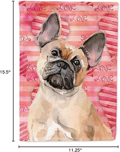 Miniatura 7 de Caroline's Treasures BB9487GF - Bandera decorativa para jardín, diseño de bulldog francés con texto en inglés "Fawn French Bulldog Love", tamaño de