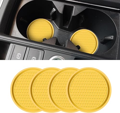 4 posavasos para automóvil, 2.75 pulgadas, universales, para automóvil, con inserción, tapete de silicona antideslizante, accesorios para el