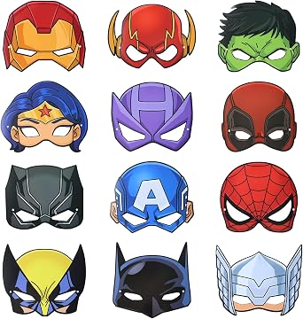 TOPWAYS 12 Animal Masks Kids DIY Colorful Masks White Card,Suitable for Animal Forest theme Birthday Party Halloween Dress up Animal Masks