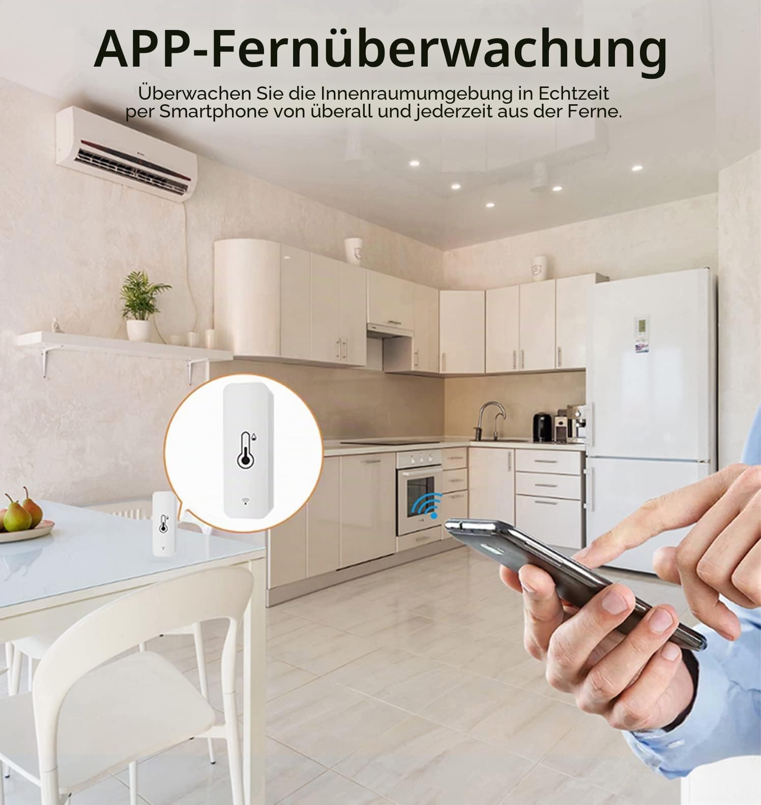 SENCKIT WiFi-Feuchtigkeits- und Temperaturmonitor, intelligentes Hygrometer-Thermometer für Fernüberwachung und Alarm, hochpräzises Innenthermometer mit TUYA-App, kompatibel mit Alexa (4 Stück)