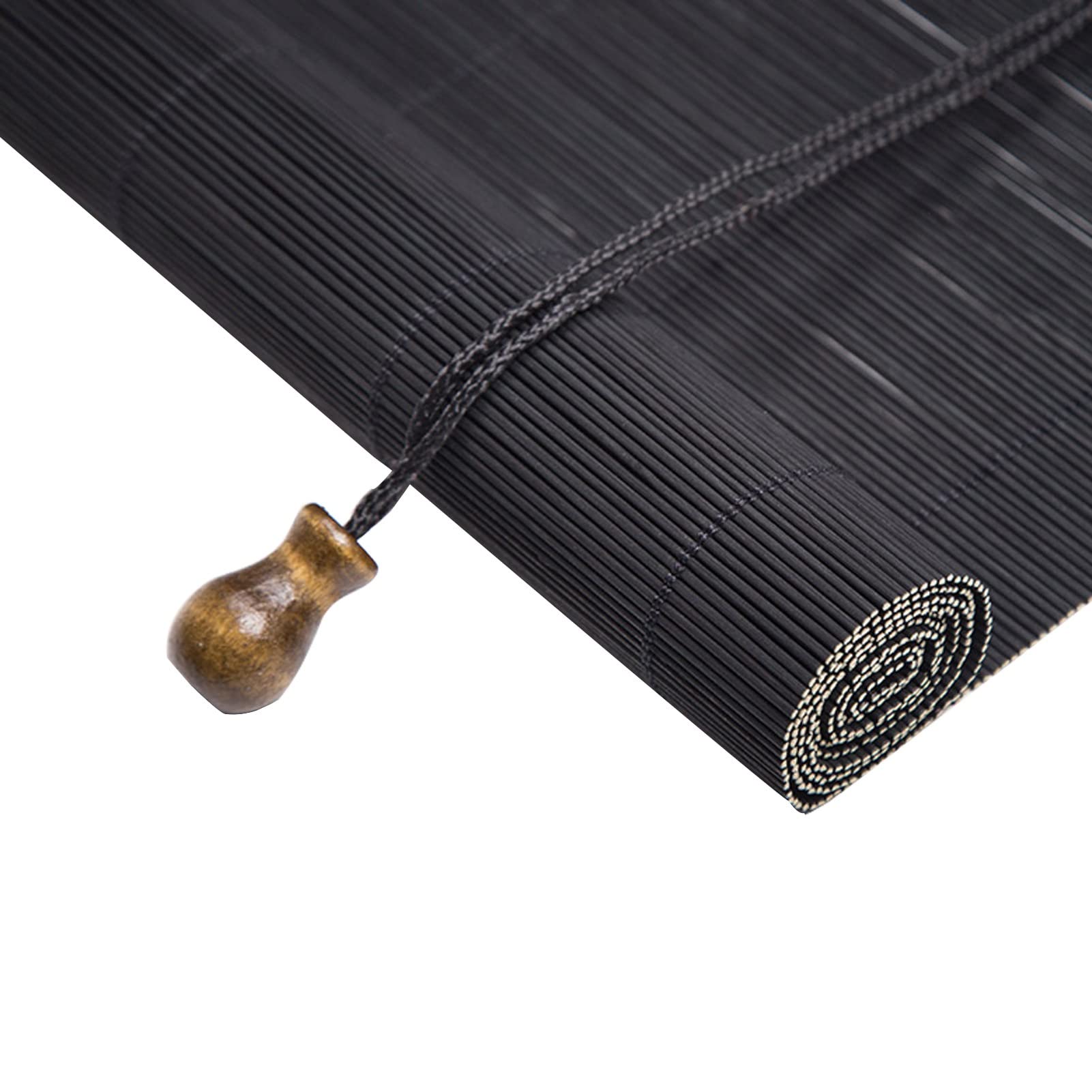 Roleta Bambusowa, Blackout Roleta Rzymska, Prywatność Drape dla Sufitowy/ścienny/Balkon, Czarny (Size : W60xH70cm/24x28inch)