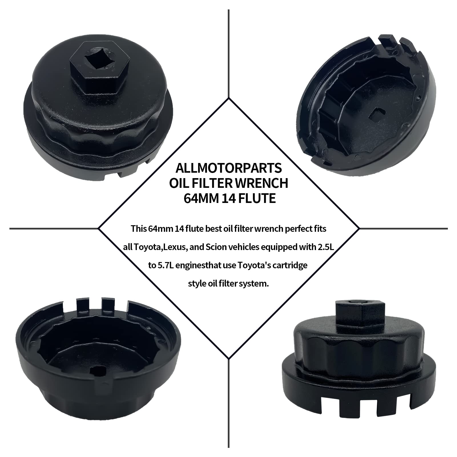 Lo strumento chiave per filtro olio con tappo dentellato 3+1 è adatto per alcuni modelli Toyota e Lexus, come Toyota GS300 IS serie di parti, Lexus RX350, LS, GS serie di parti