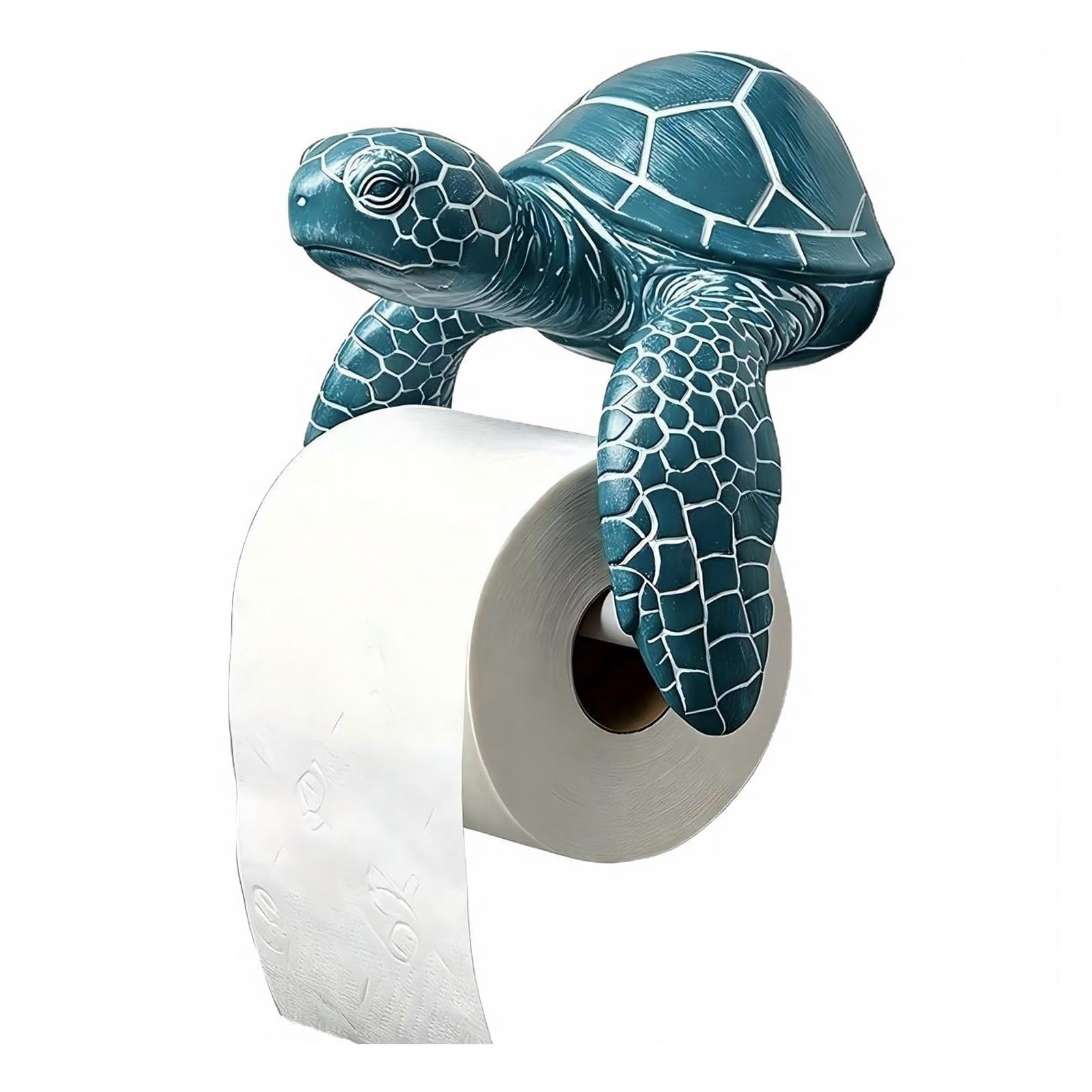 Turtle Design Toilet Paper Holder Wall Mount, Durable Resin Bathroom Tissue Rack for Jumbo Rolls, Space Saving Flush Mount Organizer with Hardware A