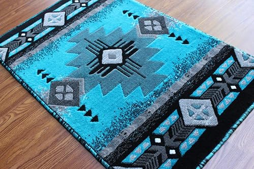 Miniatura 3 de Masada Rugs, Southwest Native American Design - Alfombra turquesa (24 x 40 pulgadas)