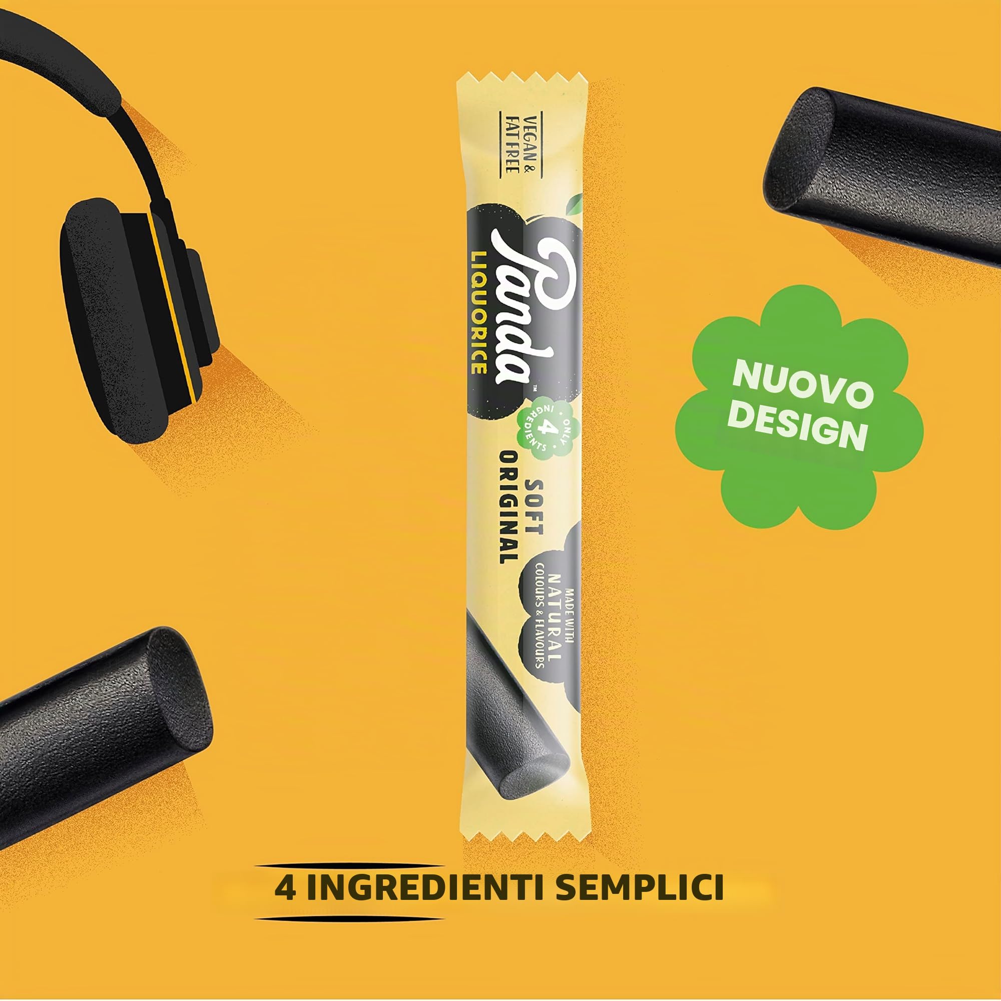 Panda ® | Barrette naturali morbide originali alla liquirizia | Pure Panda Liquirizia Dolce realizzato con soli quattro ingredienti naturali | Vegano, senza grassi e senza artificiali | Confezione da