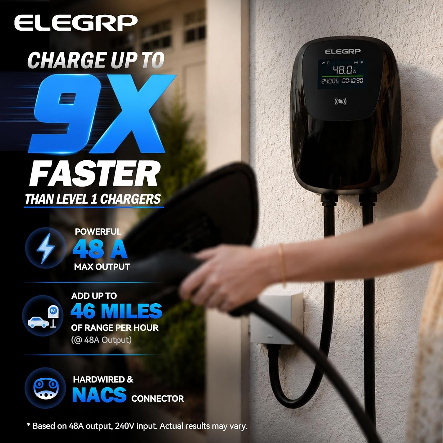 ELEGRP Tesla Level 2 EV Charger, 48 Amp 11kW, NACS Connector, Hardwired image 2